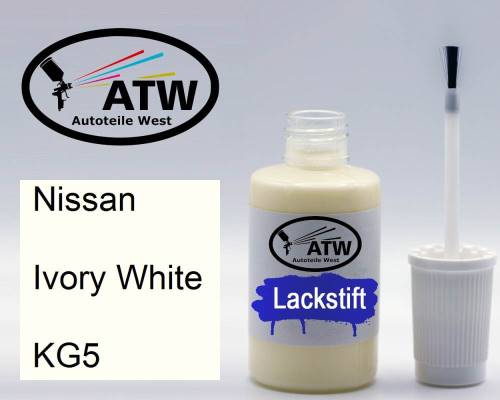 Nissan, Ivory White, KG5: 20ml Lackstift, von ATW Autoteile West.